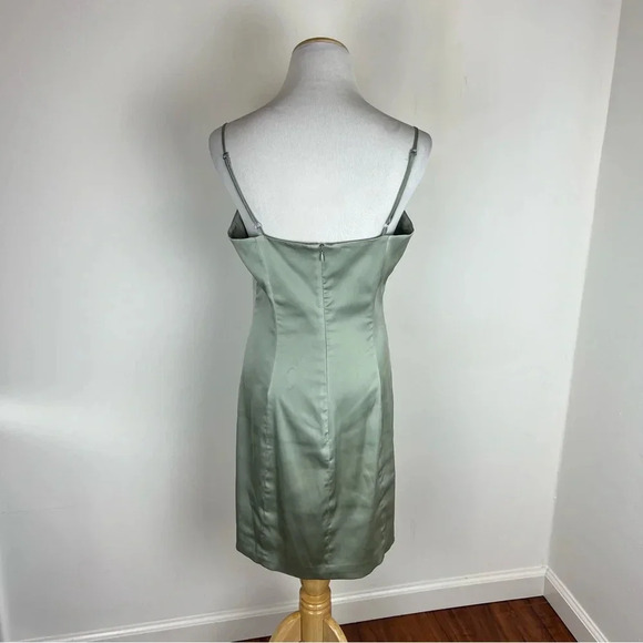 Aritzia Sunday Best Satin Mini Dress in Sage Frost Size 10 B13 - Picture 4 of 9